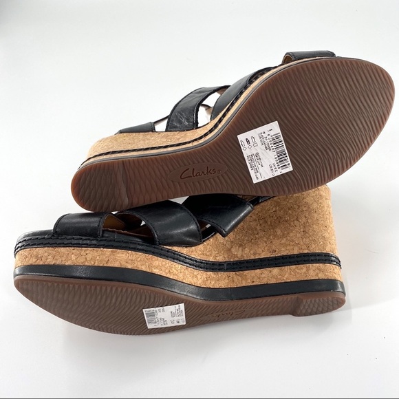 Clark’s Zia Tower Black Platform Wedges NEW - Picture 10 of 10